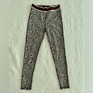 Leopard leggings with striped waistband